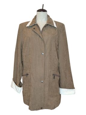 Utex Faux Suede Jacket Brown Utility Lightweight Coat Size L 90s/Y2 In
